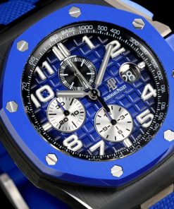 Alternative view of Audemars Piguet-Royal Oak Offshore 26400 Chronograph 44mm Stainless Steel/Rubber Blue/Silver Dials TKF A7750 Automatic