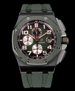 Audemars Piguet-Royal Oak Offshore 26400 Chronograph 44mm DLC/Rubber Olive/Silver Dials TKF A7750 Automatic