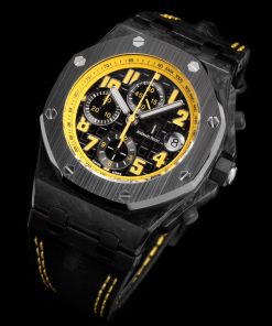 Alternative view of Audemars Piguet-Royal Oak Offshore 26470 Chronograph 42mm Carbon TPT/Leather Black Dials TKF A7750 Automatic