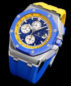 Alternative view of Audemars Piguet-Royal Oak Offshore 26400 Chronograph 44mm Stainless Steel/Rubber Blue Dial TKF A7750 Automatic
