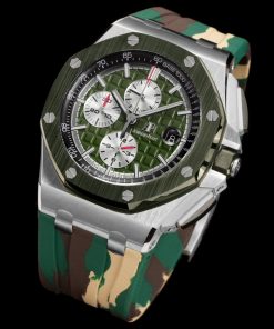 Alternative view of Audemars Piguet-Royal Oak Offshore 26400 Chronograph 44mm Stainless Steel/Rubber Green Dial TKF A7750 Automatic