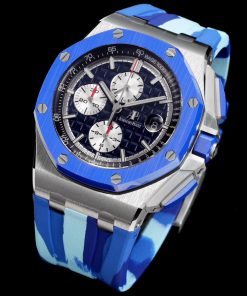 Alternative view of Audemars Piguet-Royal Oak Offshore 26400 Chronograph 44mm Stainless Steel/Rubber Blue Dial TKF A7750 Automatic