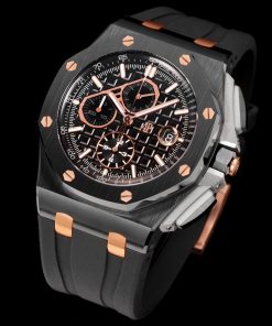Alternative view of Audemars Piguet-Royal Oak Offshore 26400 Chronograph 44mm DLC/Rubber Black Dial TKF A7750 Automatic