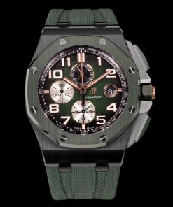 Audemars Piguet-Royal Oak Offshore 26400 Chronograph 44mm DLC/Rubber Olive(Green) Dial TKF A7750 Automatic