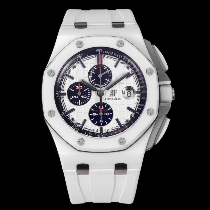 Audemars Piguet-Royal Oak Offshore 26400 Chronograph 44mm Ceramic/Rubber White Dial TKF A7750 Automatic