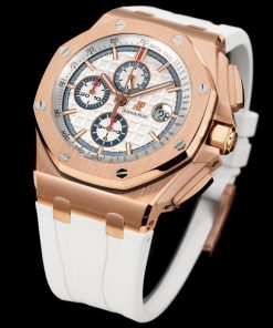 Alternative view of Audemars Piguet-Royal Oak Offshore 26400 Chronograph 44mm Rose Gold/Rubber White Dial TKF A7750 Automatic