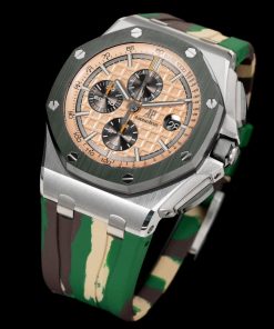 Alternative view of Audemars Piguet-Royal Oak Offshore 26400 Chronograph 44mm Stainless Steel/Rubber Cream Dial TKF A7750 Automatic