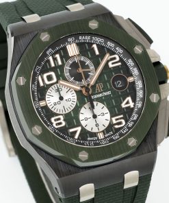 Alternative view of Audemars Piguet-Royal Oak Offshore 26405 Chronograph 44mm Ceramic/Rubber Green Dial APJF Cal.3126 Automatic