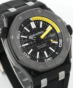 Alternative view of Audemars Piguet-Royal Oak Diver 15706AU 42mm Forged Carbon/Rubber Black Dial IPF SA3120 Automatic