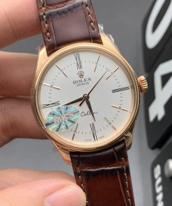 Alternative view of Rolex-Cellini Time 50505 39mm Rose Gold/Leather White Dial Stick/Roman Markers MKSF AS3132 Automatic
