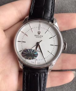 Alternative view of Rolex-Cellini Time 50505 39mm Stainless Steel/Leather White Dial Stick Markers MKSF AS3132 Automatic