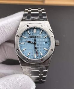 Audemars Piguet-Royal Oak Ladies 77350 34mm Stainless Steel/Steel Ice Blue Dial BF A5800 Automatic (Copy)