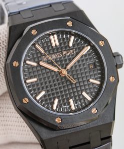 Audemars Piguet-Royal Oak Ladies 77350 34mm DLC/DLC Black Dial BF A5800 Automatic