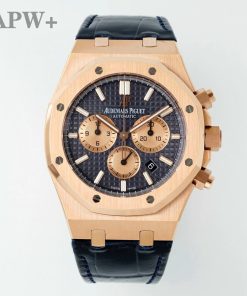 Audemars Piguet-Royal Oak Chronograph 26331OR 41mm Rose Gold/Leather Blue Dial APWF DD4801 Automatic