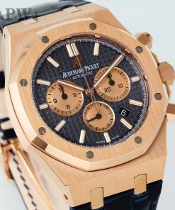 Alternative view of Audemars Piguet-Royal Oak Chronograph 26331OR 41mm Rose Gold/Leather Blue Dial APWF DD4801 Automatic