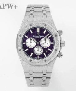 Audemars Piguet-Royal Oak Chronograph 26331ST 41mm Frosted Stainless Steel/Steel Violet/White Dial APWF DD4801 Automatic