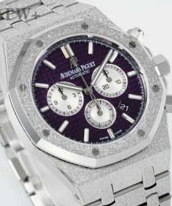 Alternative view of Audemars Piguet-Royal Oak Chronograph 26331ST 41mm Frosted Stainless Steel/Steel Violet/White Dial APWF DD4801 Automatic