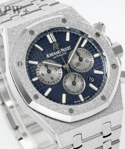 Alternative view of Audemars Piguet-Royal Oak Chronograph 26331ST 41mm Frosted Stainless Steel/Steel Blue Dial APWF DD4801 Automatic