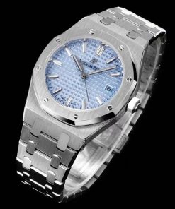 Alternative view of Audemars Piguet-Royal Oak Ladies 77350 34mm Stainless Steel/Steel Ice Blue Dial BF A5800 Automatic (Copy)