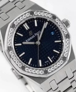Alternative view of Audemars Piguet-Royal Oak Ladies 77351 34mm Diamonds Stainless Steel/Steel Blue Dial BF A5800 Automatic