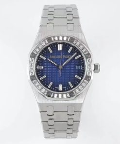 Audemars Piguet-Royal Oak Ladies 77351 34mm Diamonds Stainless Steel/Steel Gradient Blue Dial BF A5800 Automatic