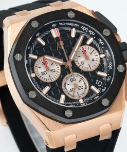 Alternative view of Audemars Piguet-Royal Oak Offshore 26420SO Chronograph 43mm Rose Gold/Rubber Black/Silver Dials APSF SH4401 Automatic
