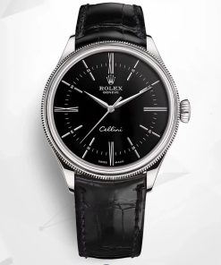 Rolex-Cellini Time 50505 39mm Stainless Steel/Leather Black Dial Stick/Roman Markers MKSF AS3132 Automatic