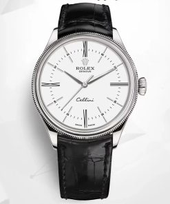 Rolex-Cellini Time 50505 39mm Stainless Steel/Leather White Dial Stick/Roman Markers MKSF AS3132 Automatic