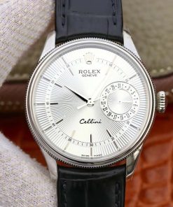 Rolex-Cellini Date 39mm Stainless Steel/Leather White Dial Stick Markers MKSF AS3165 Automatic