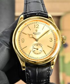 Rolex-1908 Perpetual 39mm Yellow Gold/Leather Gold Dial R+F Cal.7140 Automatic