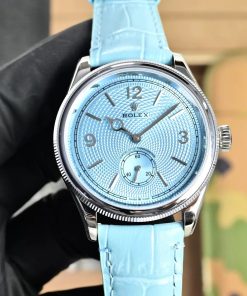 Rolex-1908 Perpetual 39mm Stainless Steel/Leather Ice Blue Dial R+F Cal.7140 Automatic