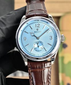 Rolex-1908 Perpetual 39mm Stainless Steel/Leather Ice Blue Dial R+F Cal.7140 Automatic