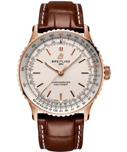 Breitling-Navitimer 1 38mm Rose Gold/Leather White Dial TF A2824 Automatic