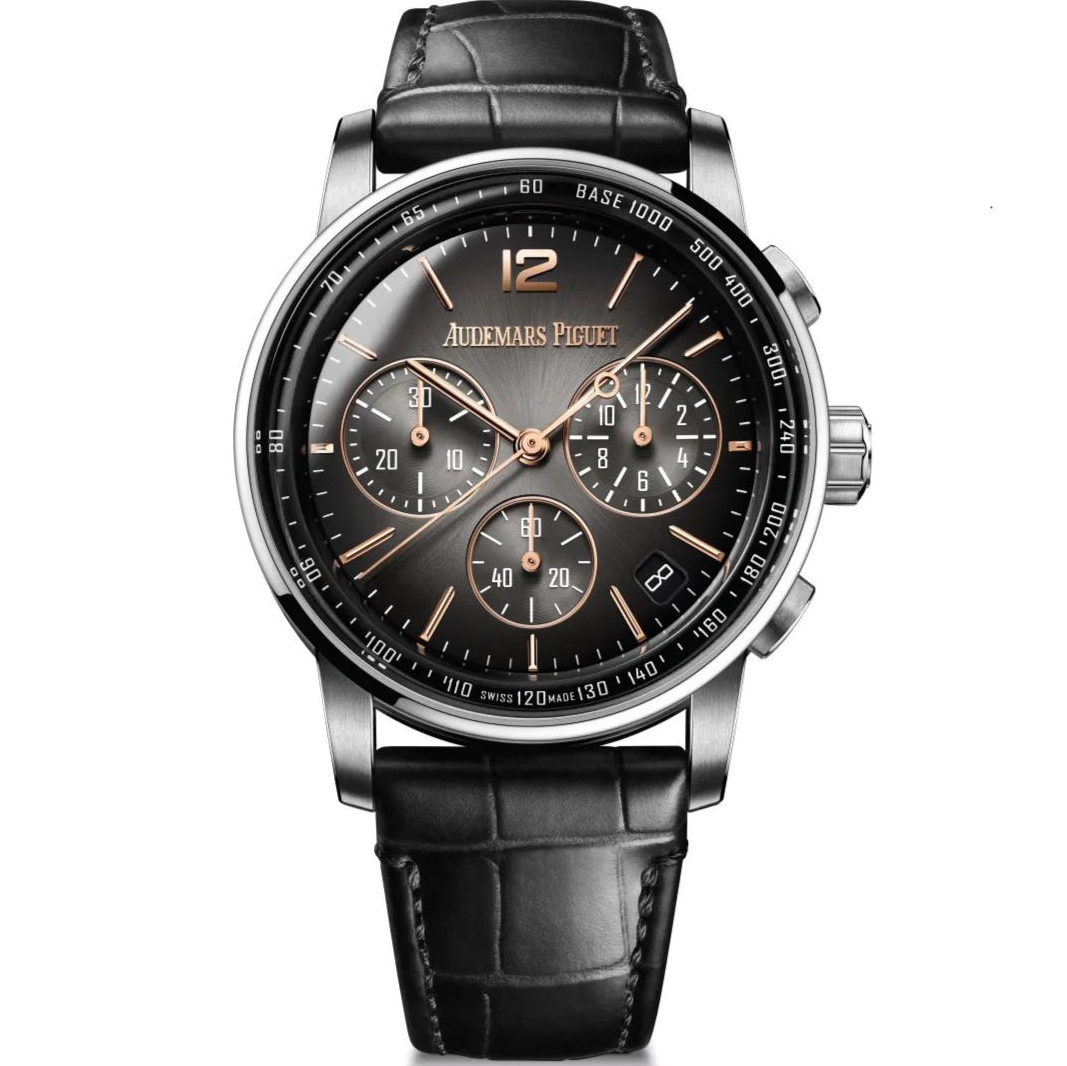 Audemars Piguet-Code11.59 Chronograph 26393 41mm Satinless Steel/Leather Grey/Black Dial APSF SH4401 Automatic