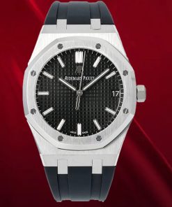 Audemars Piguet-Royal Oak 41mm 15500 Stainless Steel/Rubber Black Dial/Stick Markers APSF SA4302 Automatic