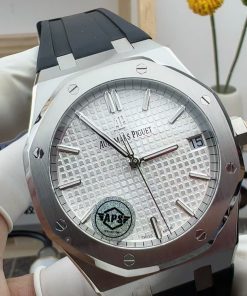Alternative view of Audemars Piguet-Royal Oak 41mm 15500 Stainless Steel/Rubber White Dial/Stick Markers APSF SA4302 Automatic