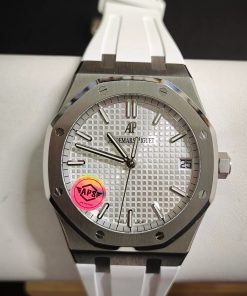 Alternative view of Audemars Piguet-Royal Oak 41mm 15500 Stainless Steel/Rubber White Dial/Stick Markers APSF SA4302 Automatic