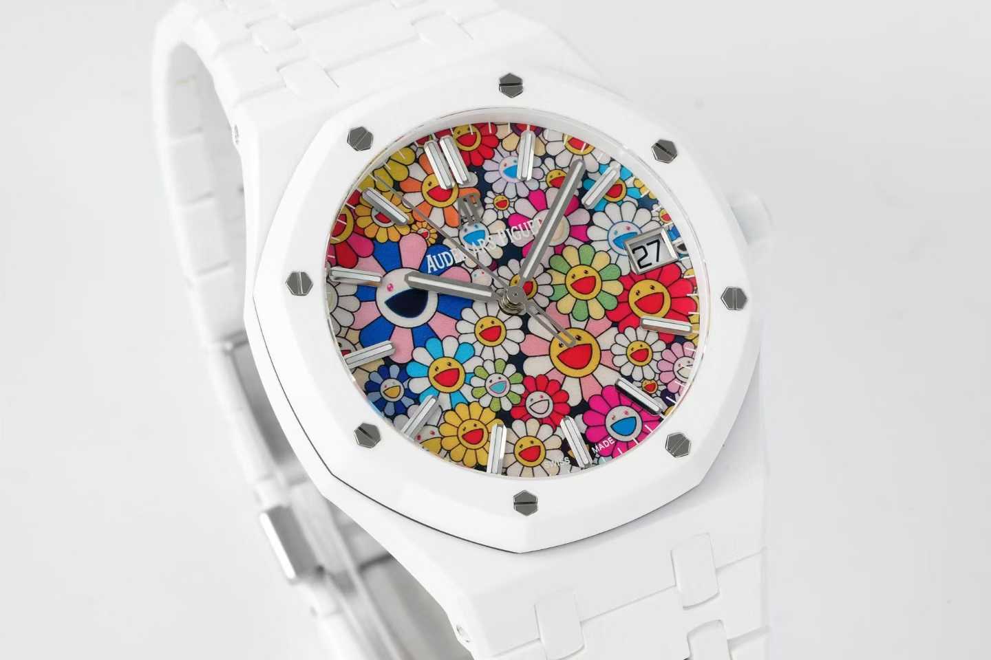Audemars Piguet-Royal Oak 41mm 15500 White Ceramic/Ceramic Sunflower Dial APSF SA4302 Automatic - Image 2