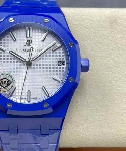 Alternative view of Audemars Piguet-Royal Oak 41mm 15500 Blue Ceramic/Ceramic White Dial APSF SA4302 Automatic