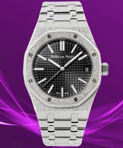 Audemars Piguet-Royal Oak 15510 41mm Frosted Stainless Steel/Steel Black Dial/Stick Markers APSF A4302 Automatic