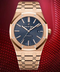 Audemars Piguet-Royal Oak 15400 41mm Rose Gold/Rose Gold Blue Dial/Stick Markers APSF SA3120 Automatic
