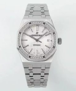 Audemars Piguet-Royal Oak 15451 37mm Diamonds Stainless Steel/Steel White Dial IPF SA3120 Automatic