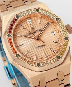 Alternative view of Audemars Piguet-Royal Oak 15451 37mm Diamonds Rose Gold/Rose Gold Dial IPF SA3120 Automatic