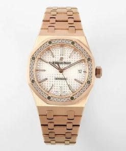 Audemars Piguet-Royal Oak 15451 37mm Diamonds Rose Gold/Rose Gold White Dial IPF SA3120 Automatic