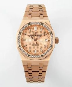 Audemars Piguet-Royal Oak 15451 37mm Diamonds Rose Gold/Rose Gold Dial IPF SA3120 Automatic