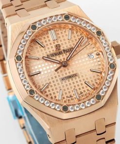 Alternative view of Audemars Piguet-Royal Oak 15451 37mm Diamonds Rose Gold/Rose Gold Dial IPF SA3120 Automatic