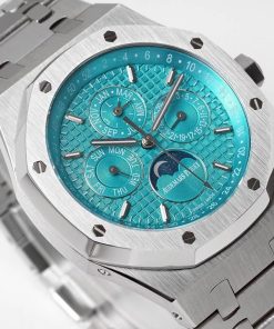 Alternative view of Audemars Piguet-Royal Oak Perpetual Calendar 41mm 26574ST Stainless Steel/Steel Tiffany Blue Dial BBSF A5134 Automatic