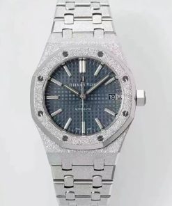 Audemars Piguet-Royal Oak 15454 37mm Frosted Stainless Steel/Steel Blue Dial APSF SA3120 Automatic