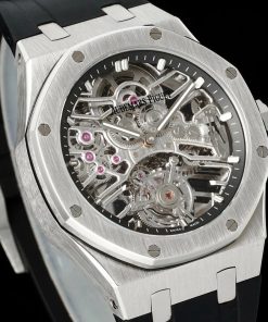 Alternative view of Audemars Piguet-Royal Oak 26735SG 41mm Stainless Steel/Rubber Skeleton Dial APPF Tourbillon Automatic