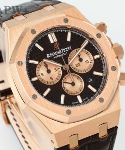 Alternative view of Audemars Piguet-Royal Oak Chronograph 26331OR 41mm Rose Gold/Leather Brown Dial APWF DD4801 Automatic
